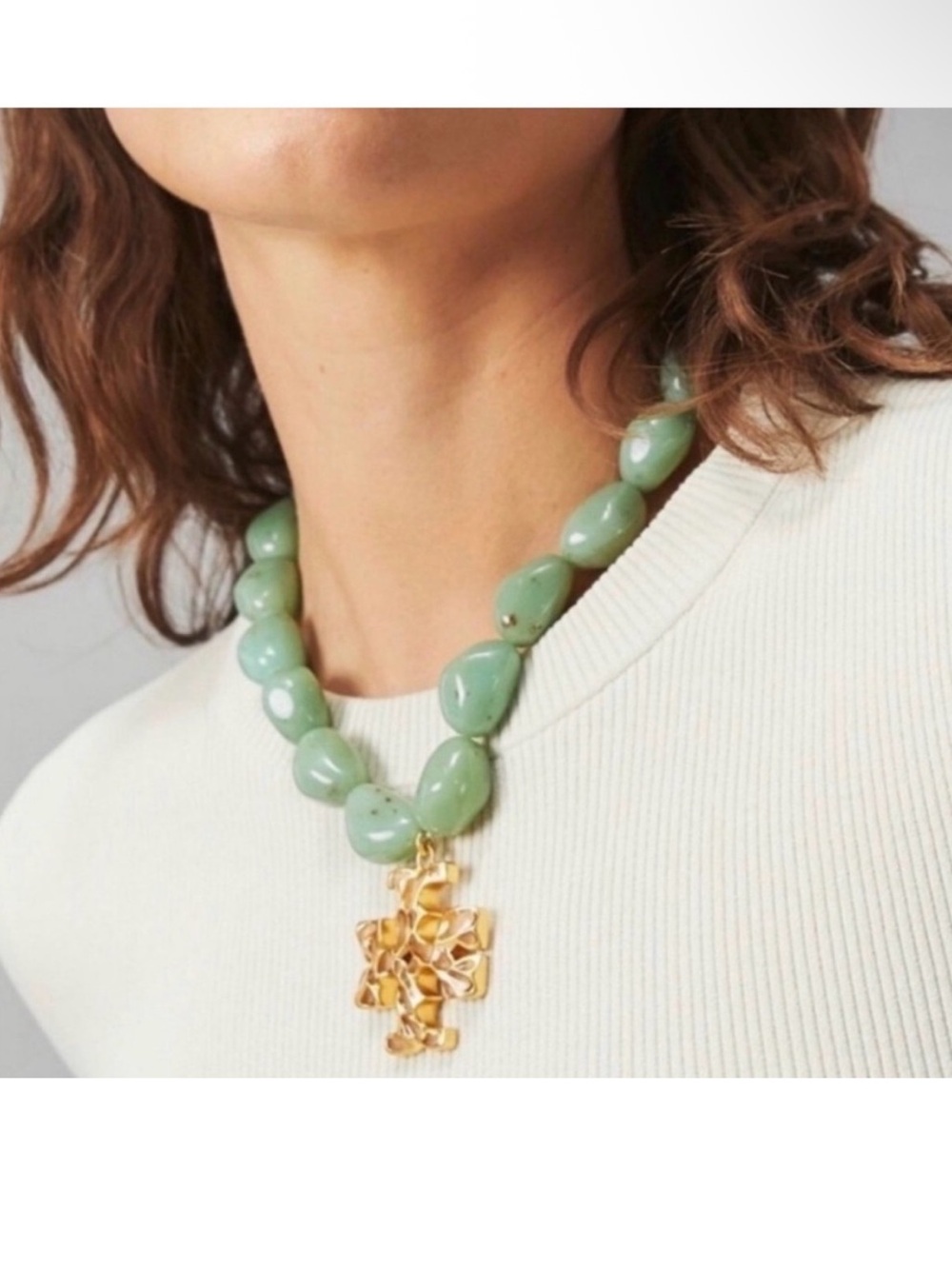 Tory Burch Roxanne statement Necklace NWOT NEW green